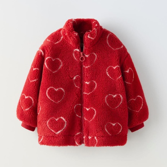 NWT Zara shearling heart jacket 12-18M